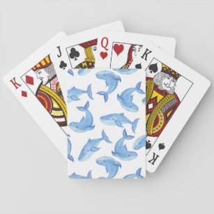 Waterverf Blue Whale Patroon Speelkaarten