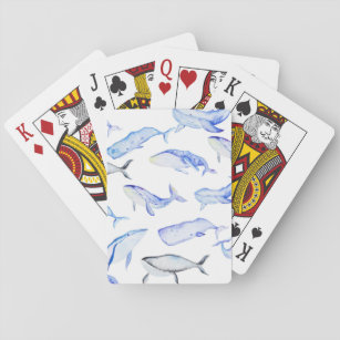 Waterverf Blue Whale Patroon Speelkaarten