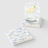 Waterverf Blue Whale Patroon Stenen Onderzetter (Zijkant)