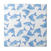 Waterverf Blue Whale Patroon Tegeltje (Voorkant)