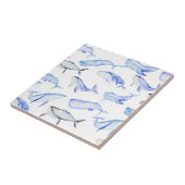 Waterverf Blue Whale Patroon Tegeltje (Zijkant)