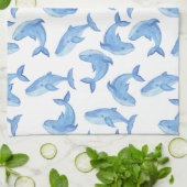 Waterverf Blue Whale Patroon Theedoek (Gevouwen)