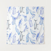 Waterverf Blue Whale Patroon Wandkleed (Voorkant)