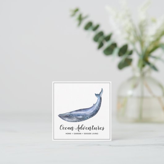 Waterverf Blue Whale Square Visitekaartje (Staand voorkant)