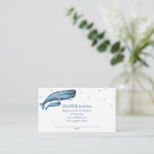 Waterverf Blue Whales Baby shower Diaper Raffle Informatiekaartje (Staand voorkant)