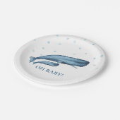 Waterverf Blue Whales & Bubbles Ocean Baby shower Papieren Bordje (Gekanteld)