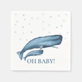 Waterverf Blue Whales & Bubbles Ocean Baby shower Servet