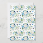 Waterverf Blue White Floral Boy Baby shower  Kaart (Achterkant)