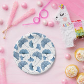 Waterverf Blue & White Gingko Foliage Pattern Papieren Bordje (Feest)