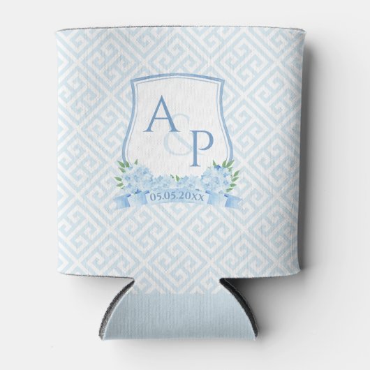 Waterverf Blue White Wedding Crest Couples Shower Blikjeskoeler (Voorkant)