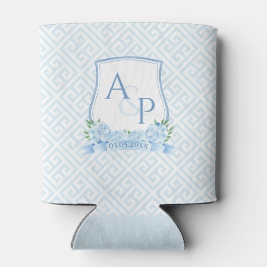 Waterverf Blue White Wedding Crest Couples Shower Blikjeskoeler (Achterkant)