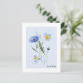 Waterverf Blue Wild Flower Briefkaart (Staand voorkant)