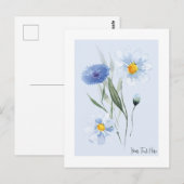 Waterverf Blue Wild Flower Briefkaart (Voorkant / Achterkant)