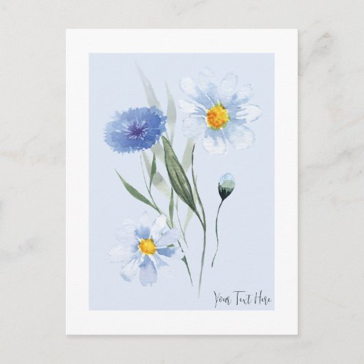 Waterverf Blue Wild Flower Briefkaart (Voorkant)