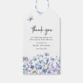 Waterverf Blue Wildflower Baby shower Favor Cadeaulabel (Voorkant)