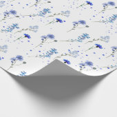Waterverf Blue Wildflower bruiloft Cadeaupapier (Hoek)