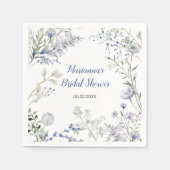 Waterverf Blue Wildflower Lijst Vrijgezellenfeest Servet (Voorkant)