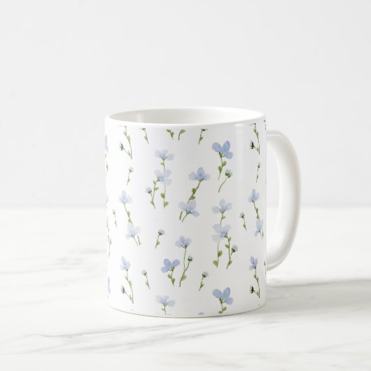 Waterverf Blue Wildflower Pattern Koffiemok (Voorkant rechts)