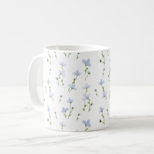 Waterverf Blue Wildflower Pattern Koffiemok (Voorkant links)