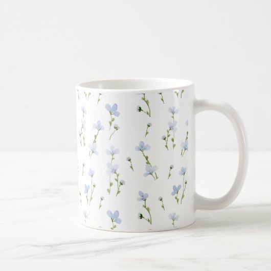 Waterverf Blue Wildflower Pattern Koffiemok (Rechts)