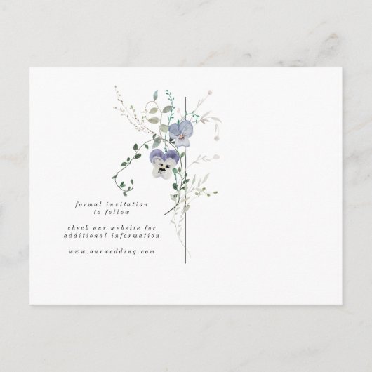 Waterverf Blue Wildflower Save the Date Briefkaart (Achterkant)