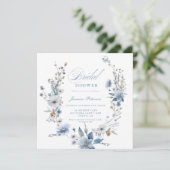 Waterverf Blue Wildflower Vrijgezellenfeest Kaart (Staand voorkant)