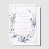 Waterverf Blue Wildflower Vrijgezellenfeest Vellum Uitnodigingen (Offset)