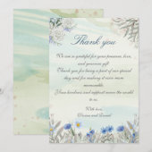 Waterverf Blue Wildflower Wedding Dank u kaart (Voorkant / Achterkant)