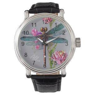 Waterverf Blue Wing Dragonfly Horloge