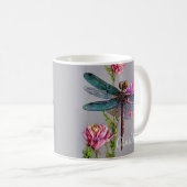 Waterverf Blue Wing Dragonfly, koffie Mok (Voorkant rechts)