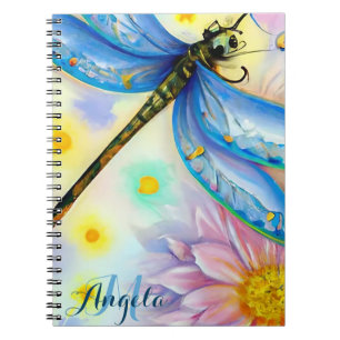 Waterverf Blue Wing Dragonfly, personaliseren Notitieboek