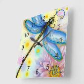 Waterverf Blue Wing Dragonfly, personaliseren Vierkante Klok (Hoek)