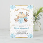 Waterverf Blue Winter Cakes & Cookies Baby shower Kaart (Staand voorkant)