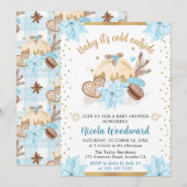Waterverf Blue Winter Cakes & Cookies Baby shower Kaart (Voorkant / Achterkant)