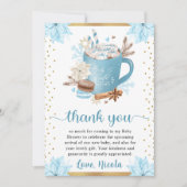Waterverf Blue Winter Cookies & Cocaca Baby shower Bedankkaart (Voorkant)
