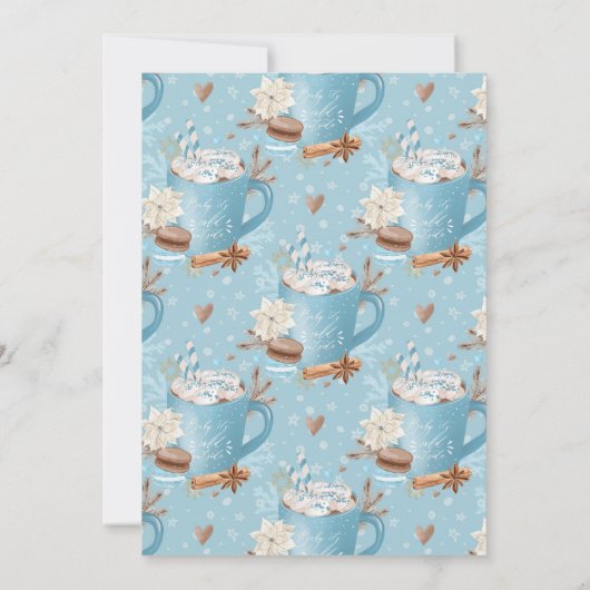 Waterverf Blue Winter Cookies & Cocaca Baby shower Bedankkaart (Achterkant)