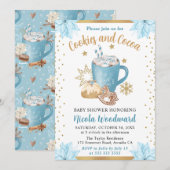 Waterverf Blue Winter Cookies & Cocaca Baby shower Kaart (Voorkant / Achterkant)