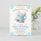 Waterverf Blue Winter Cookies en Cocaca Birthday Kaart (Staand voorkant)