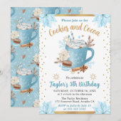 Waterverf Blue Winter Cookies en Cocaca Birthday Kaart (Voorkant / Achterkant)