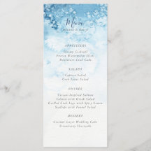 Waterverf Blue Winter Wedding Menu