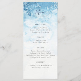 Waterverf Blue Winter Wedding Menu