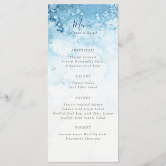 Waterverf Blue Winter Wedding Menu