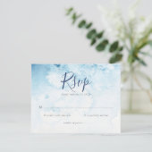 Waterverf Blue Winter Wedding RSVP Card (Staand voorkant)