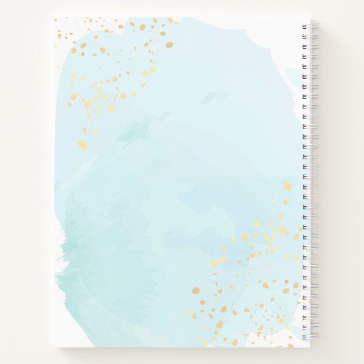 Waterverf Blue x Gold Bat Mitzvah Guest Book Notitieboek (Achterkant)