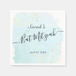 Waterverf Blue x Gold Bat Mitzvah Napkins Servet