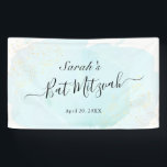 Waterverf Blue x Gold Bat Mitzvah Spandoek<br><div class="desc">Deze stijlvolle en elegante banner heeft een witte achtergrond met turquoise blauwe borstelslagen in waterverf en faux gouden splatters. Pas het aan uw behoeften aan. Je kunt meer overeenkomende producten vinden in mijn winkel.</div>