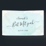 Waterverf Blue x Gold Bat Mitzvah Spandoek<br><div class="desc">Deze stijlvolle en elegante banner heeft een witte achtergrond met turquoise blauwe borstelslagen in waterverf en faux gouden splatters. Pas het aan uw behoeften aan. Je kunt meer overeenkomende producten vinden in mijn winkel.</div>