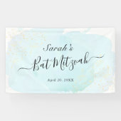 Waterverf Blue x Gold Bat Mitzvah Spandoek (Horizontaal)