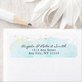 Waterverf Blue x Gold Modern Return Address Label (Insitu)