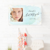 Waterverf Blue x Gold Photo Bat Mitzvah Banner (Insitu)